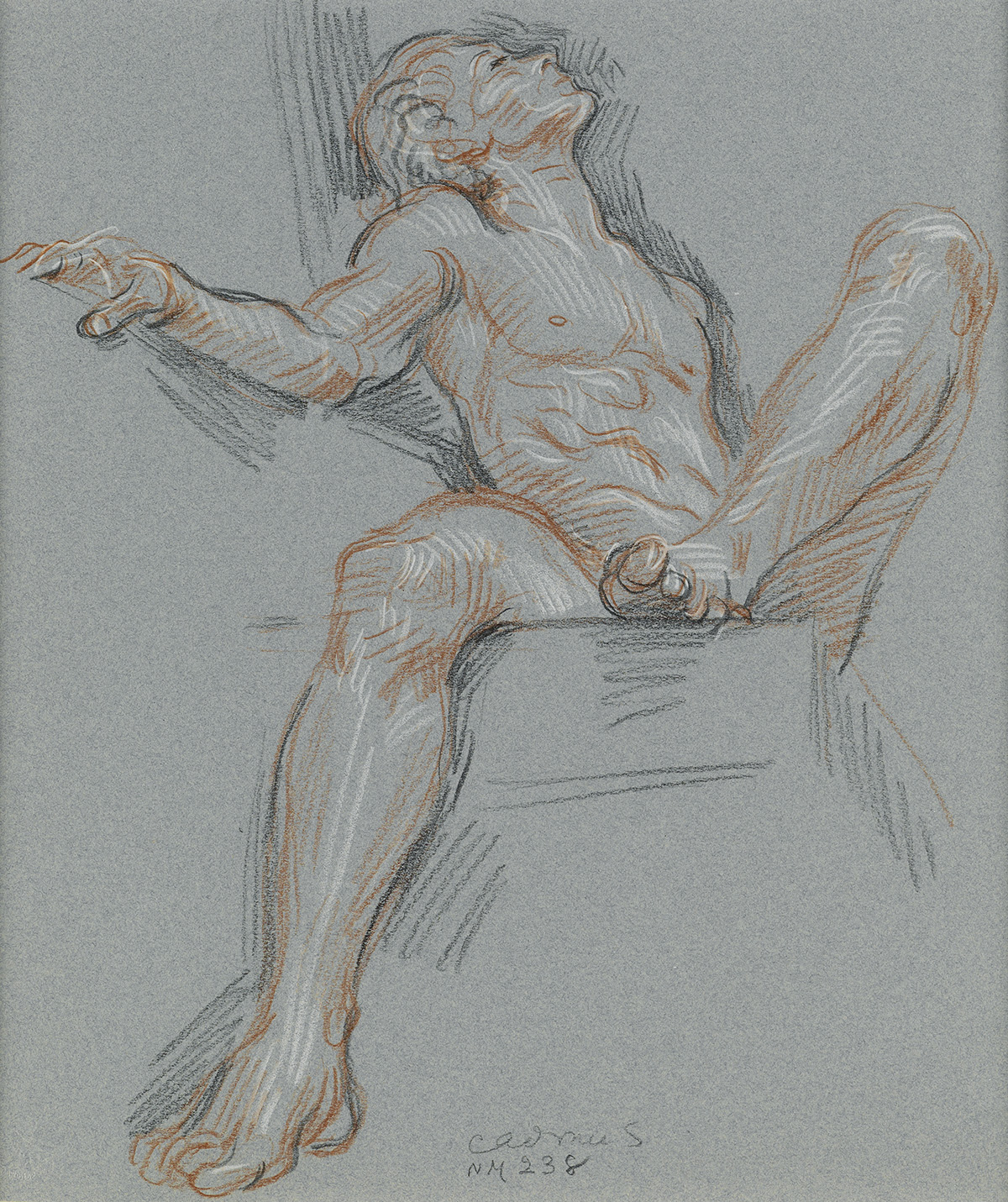 PAUL CADMUS (1904-1999)  Seated Male Nude.